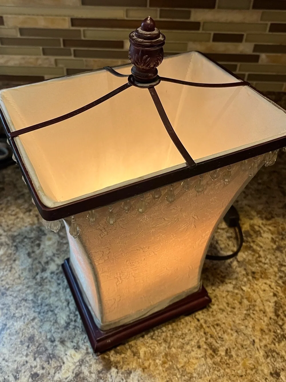 Elegant Cream Accent Table Lamp with Beaded Trim